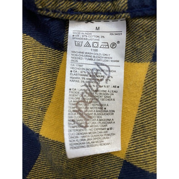 Flannel Shirt Women Large Yellow Tiger Grunge Camp Rock Country Upcycled Crochet - Picture 14 of 16